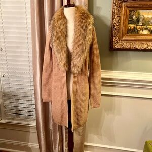 NWT Lilly Pulitzer Adelaine Faux Fur Cardigan Sweater Heathered Tiki Hut XXS